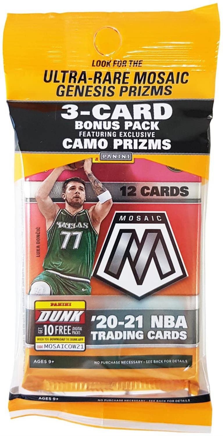 Amazon.com: 2020/21 Panini Mosaic NBA Basketball CELLO pack (12